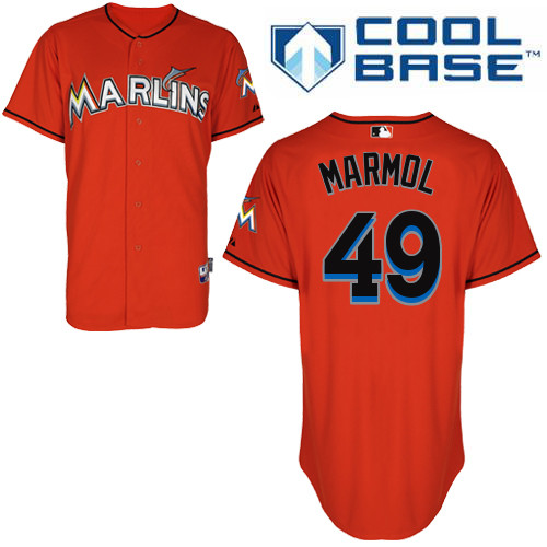 Carlos Marmol #49 MLB Jersey-Miami Marlins Men's Authentic Alternate 1 Orange Cool Base Baseball Jersey